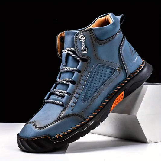 ⚡Men's Comfortable Handmade Leather Boots – Waterproof, Arch Support, Pressure Relief, Spacious Toe Box Outdoor Leather Shoes