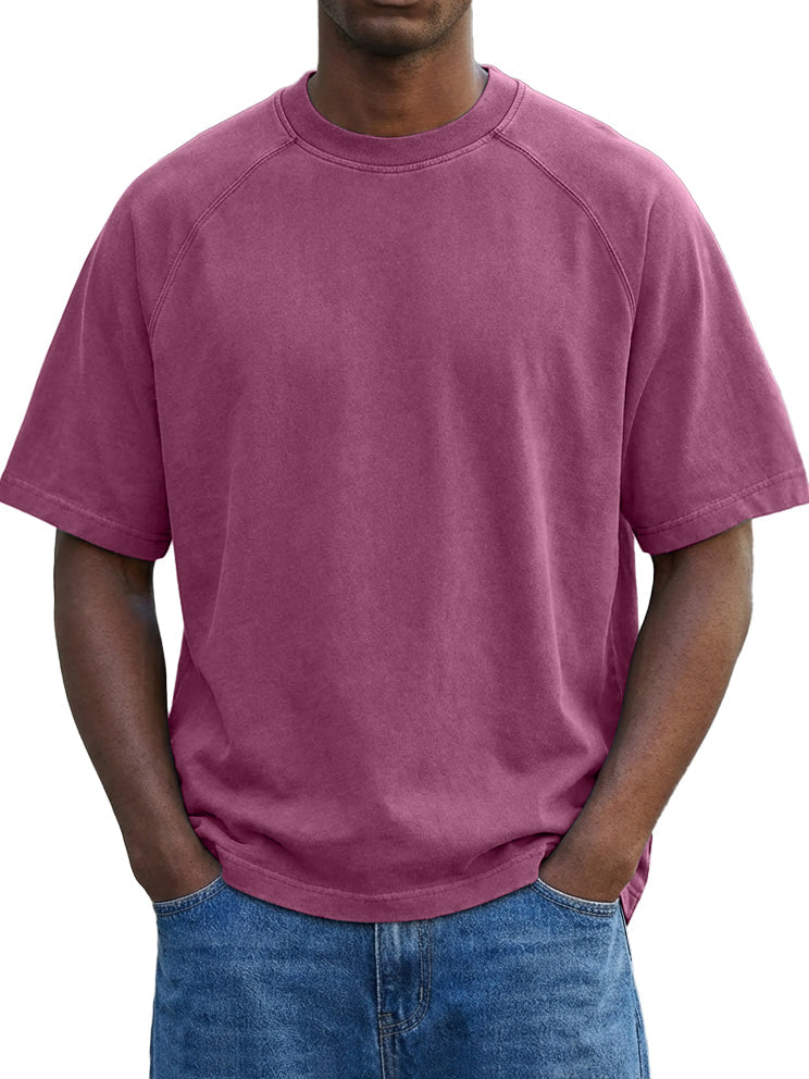 Men's Vintage Washed Raglan Sleeve Crew Neck T-Shirt