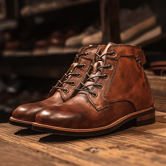 Men's Genuine Leather Waterproof Vintage Casual Polo Boots
