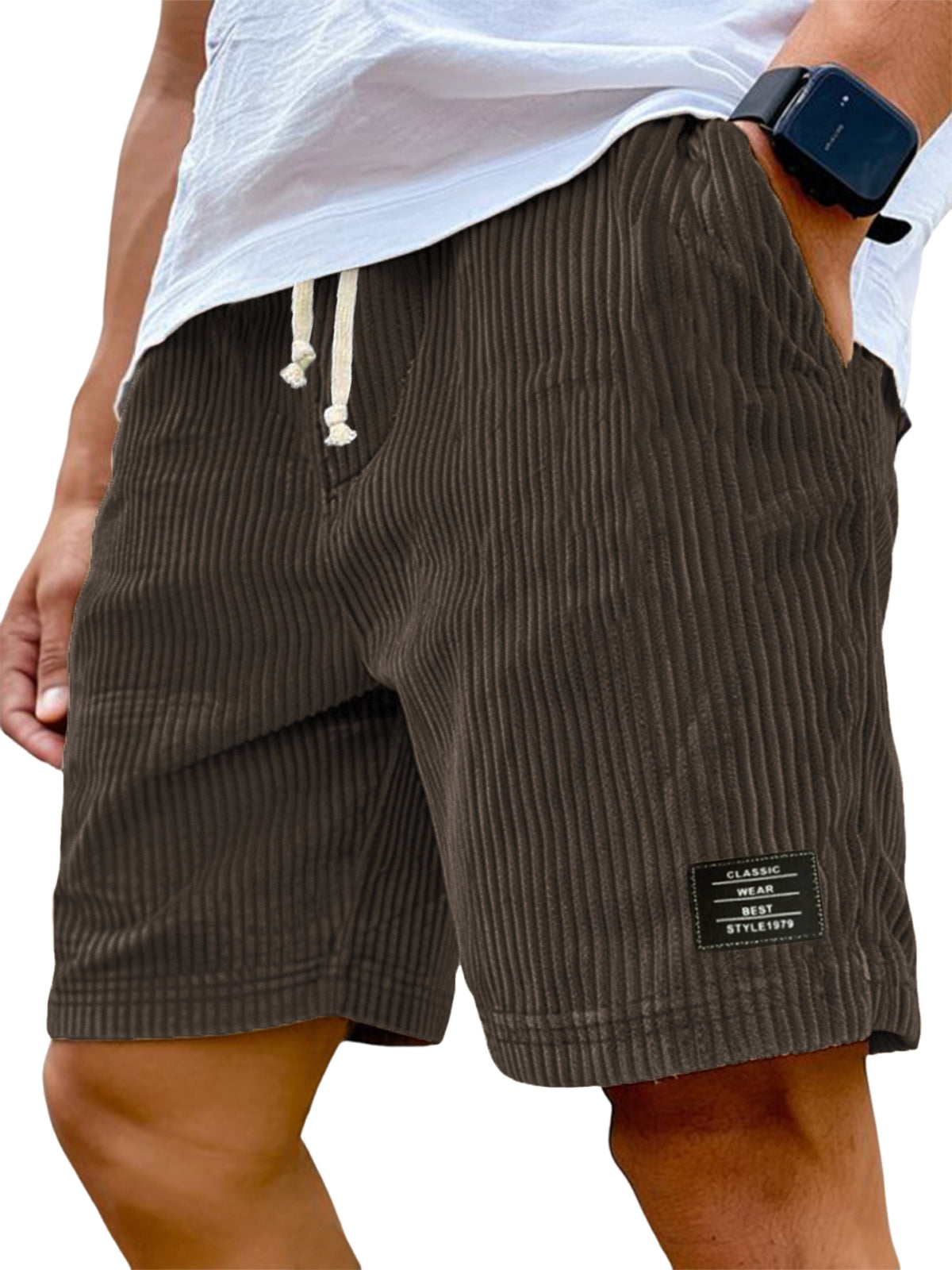 Men's Stylish Ripped Classic Embroidered Label Versatile Casual Shorts
