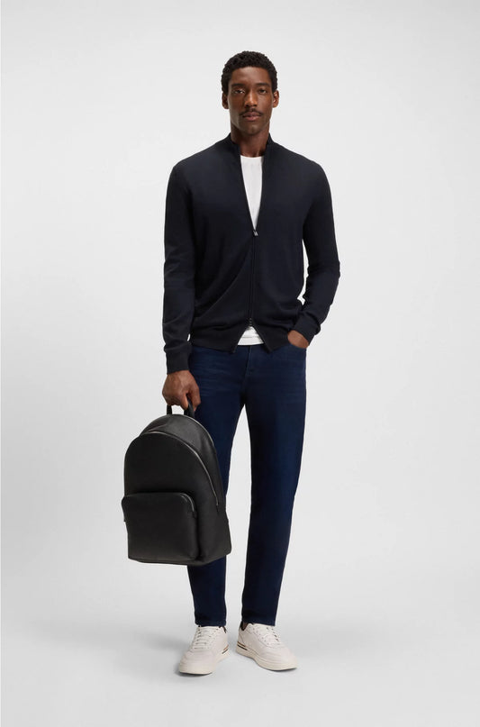 ZIP-UP KNITTED CARDIGAN IN VIRGIN WOOL