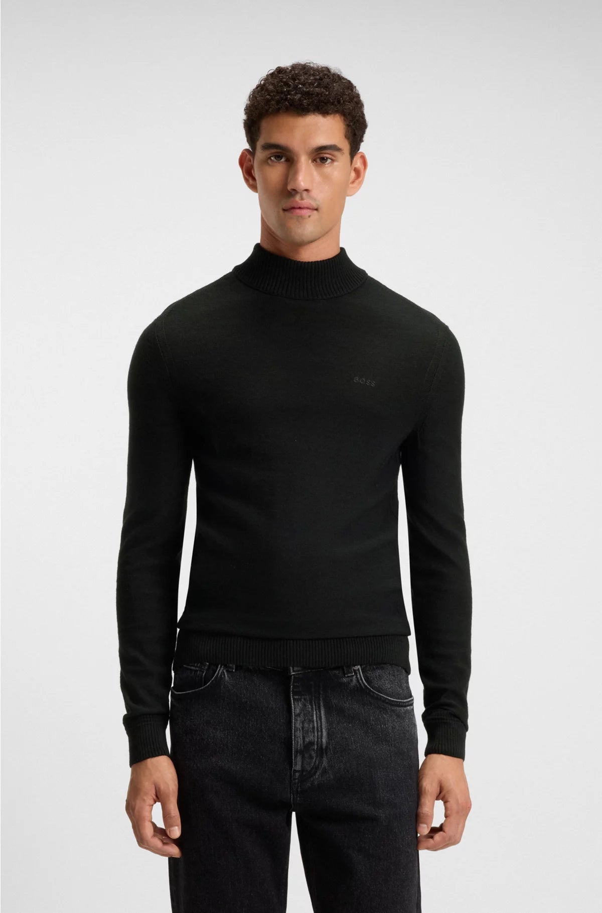 WOOL-BLEND ROLLNECK SWEATER WITH EMBROIDERED LOGO