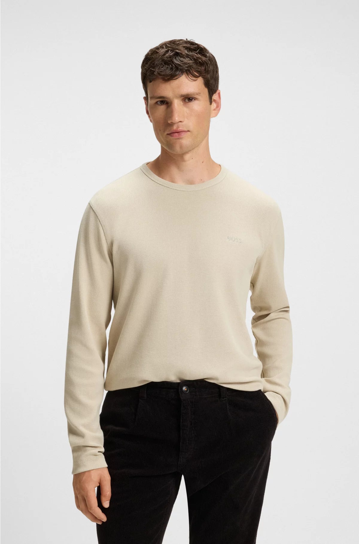 COTTON-BLEND T-SHIRT WITH WAFFLE STRUCTURE