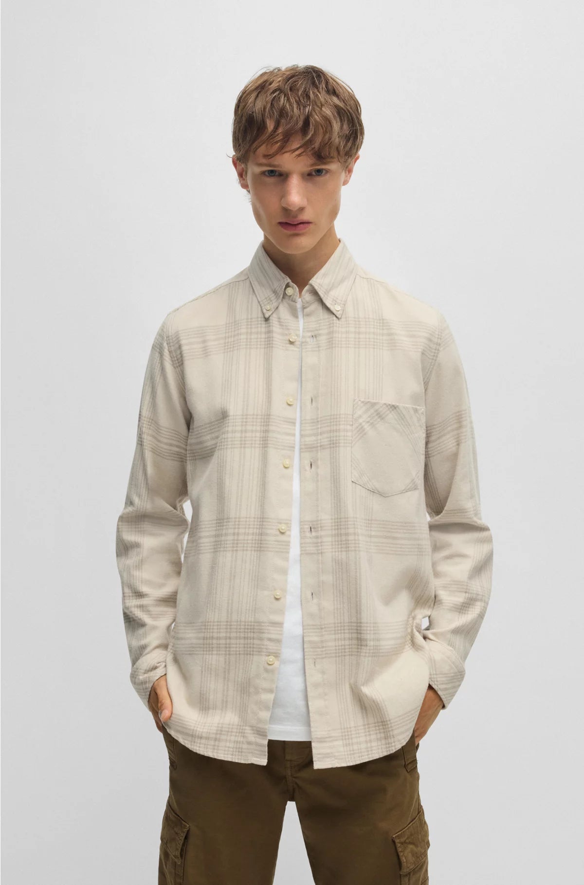 REGULAR-FIT SHIRT IN COTTON FLANNEL