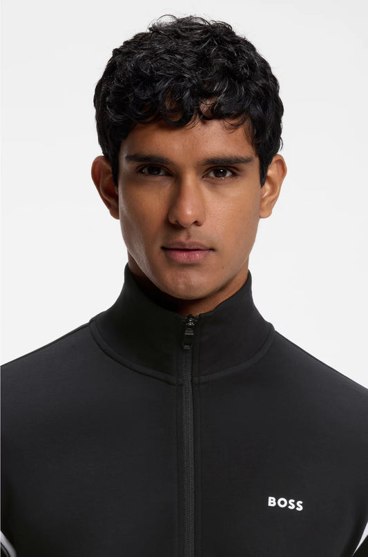 STRETCH-COTTON REGULAR-FIT TRACKSUIT SET WITH STRIPE INSERTS