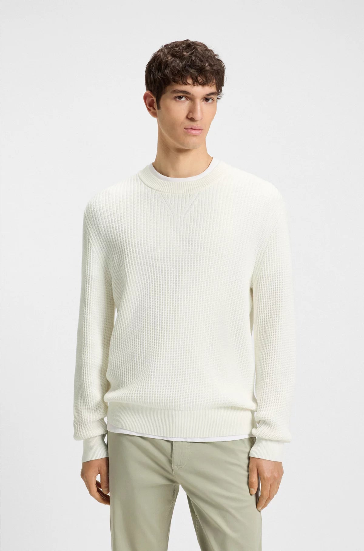 COTTON-BLEND SWEATER WITH 3D KNITTED STRUCTURE