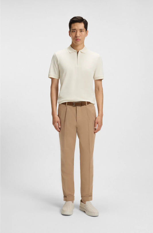 ZIP-NECK POLO SHIRT IN MERCERISED COTTON-SILK JACQUARD