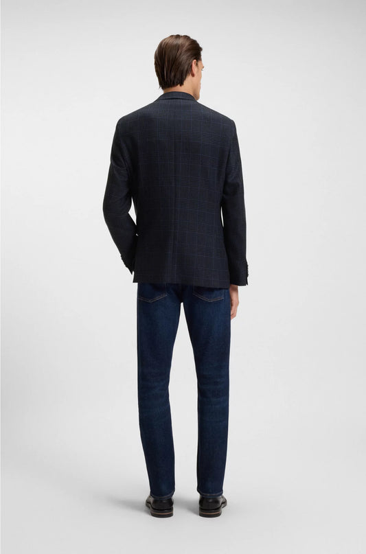 REGULAR-FIT BLAZER IN CHECKED WOOL AND CASHMERE