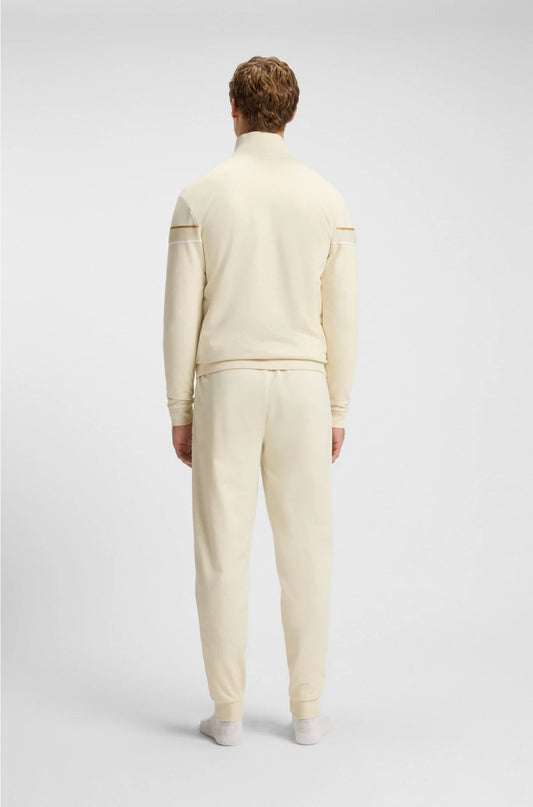 ZIP-UP JACKET IN COTTON TERRY WITH TAPE TRIMS