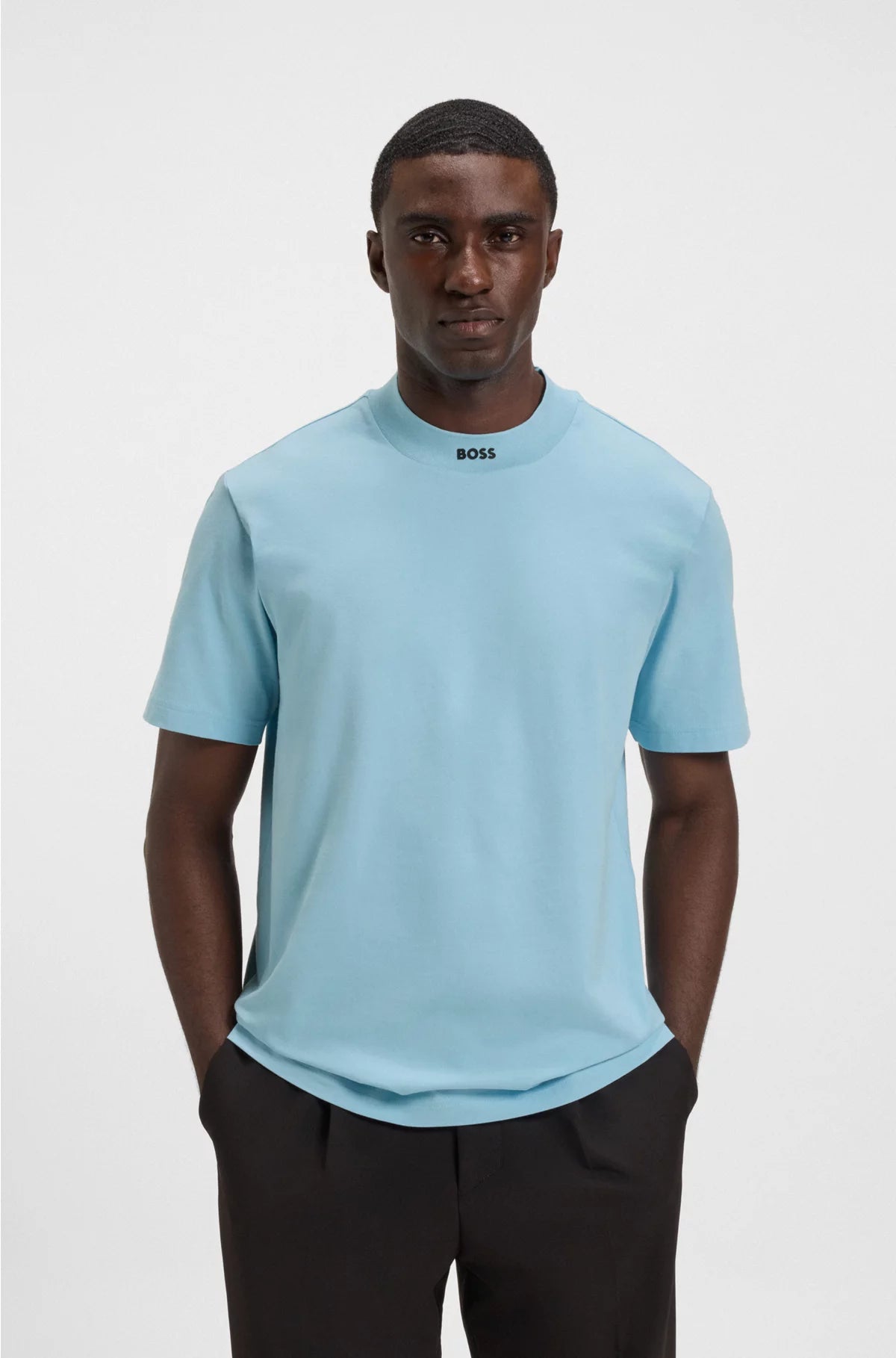 RELAXED-FIT T-SHIRT IN STRETCH COTTON WITH LOGO COLLAR
