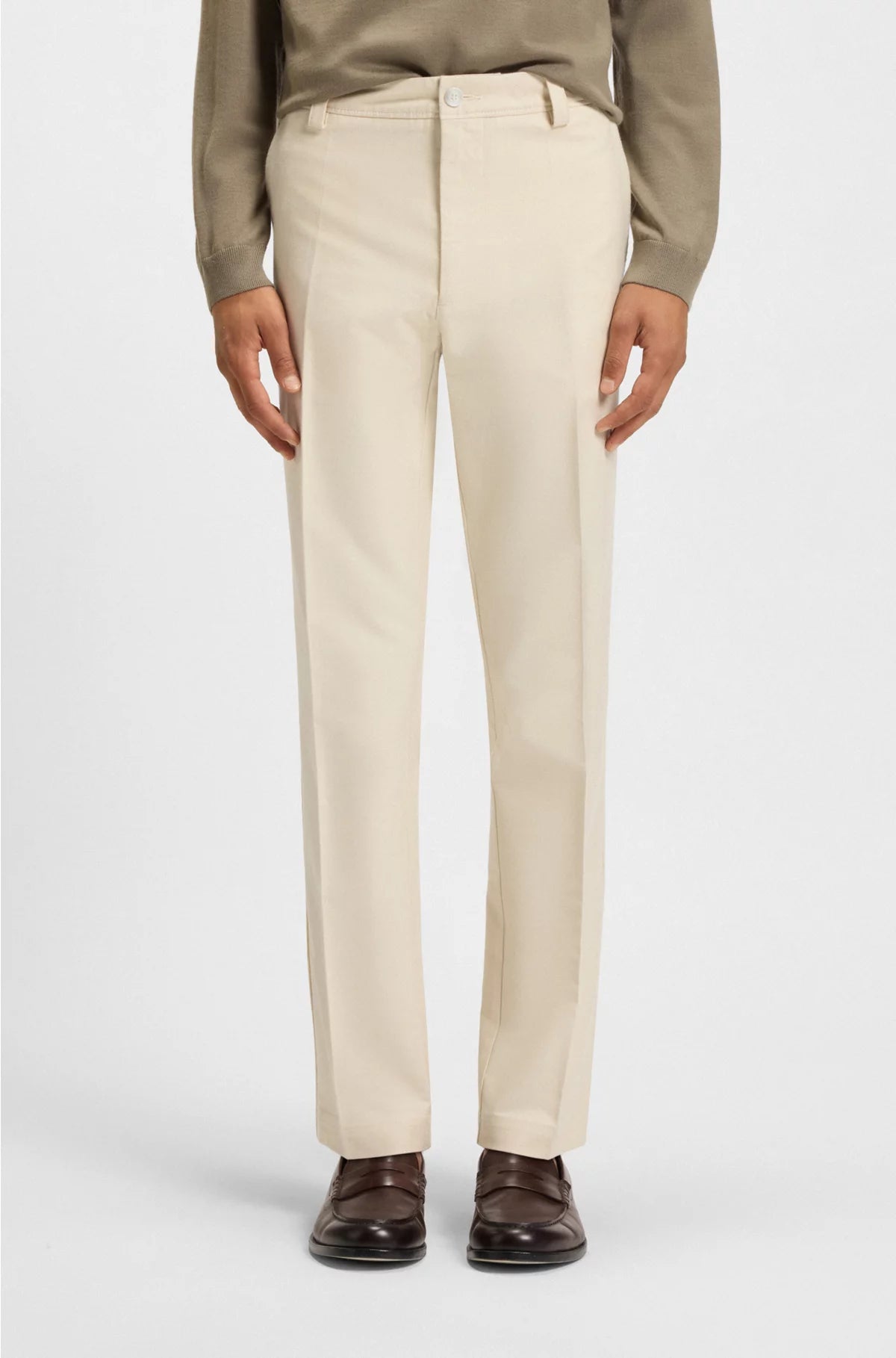 STRAIGHT-FIT TROUSERS IN COTTON-BLEND TWILL