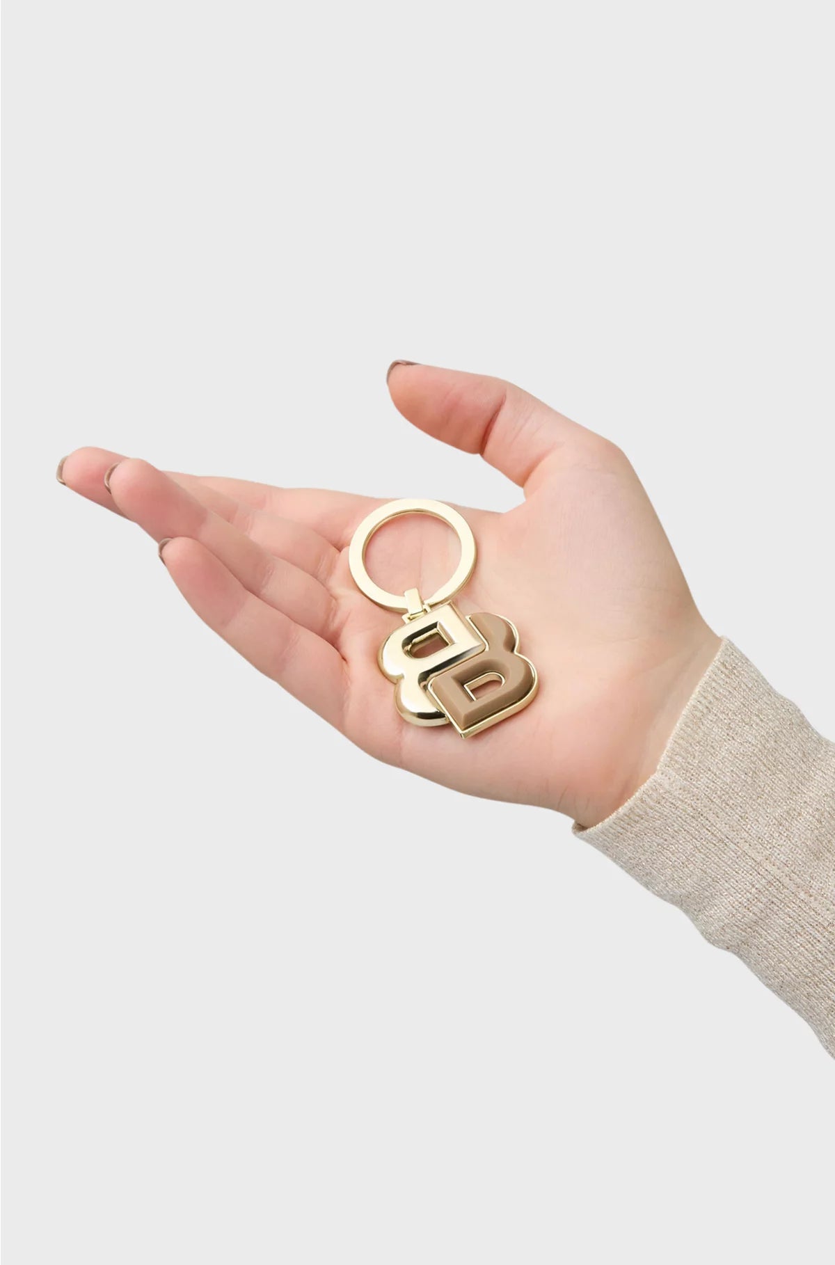 KEY RING WITH CAMEL AND GOLD-TONE DOUBLE B MONOGRAM
