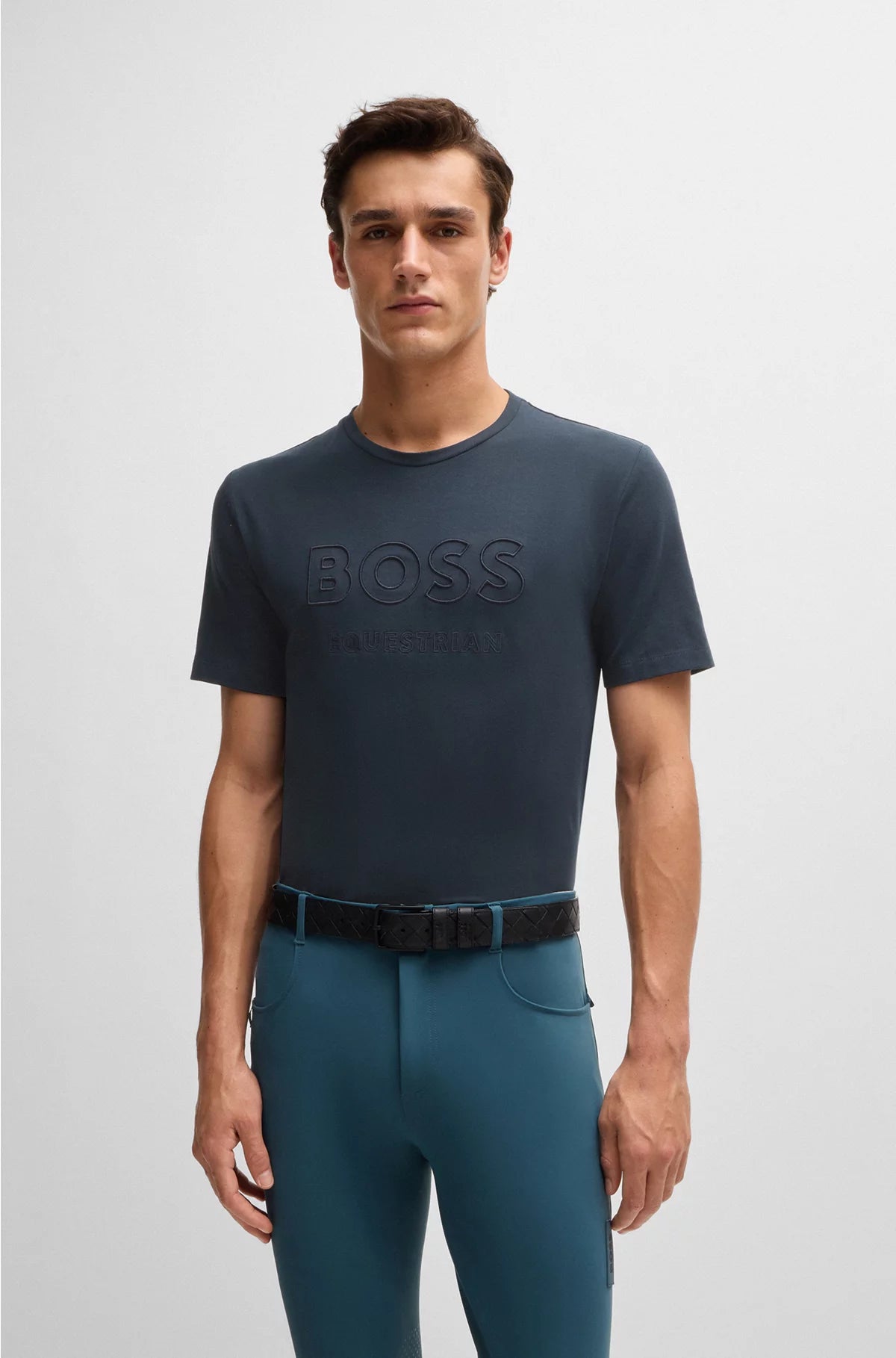 EQUESTRIAN STRETCH-COTTON T-SHIRT WITH LOGO EMBROIDERY