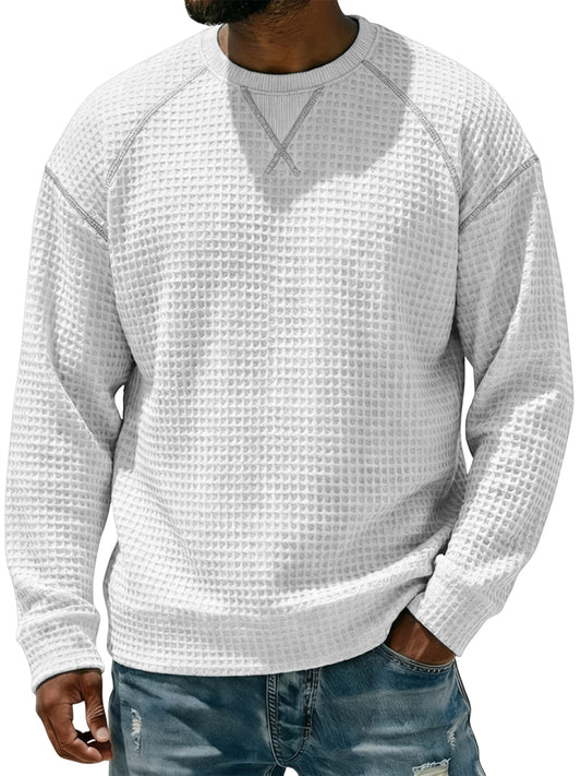 Men's Breathable Waffle Textured Raglan Sleeve Basic Pullover T-shirt