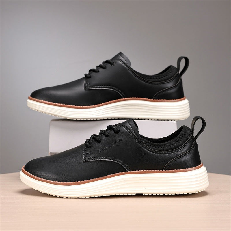 Men’s Comfortable Lace-Up Brogue Sneakers – Genuine Leather, Arch Support, Wide-Toe Fit, Shock-Absorbing Sole for All-Day Comfort