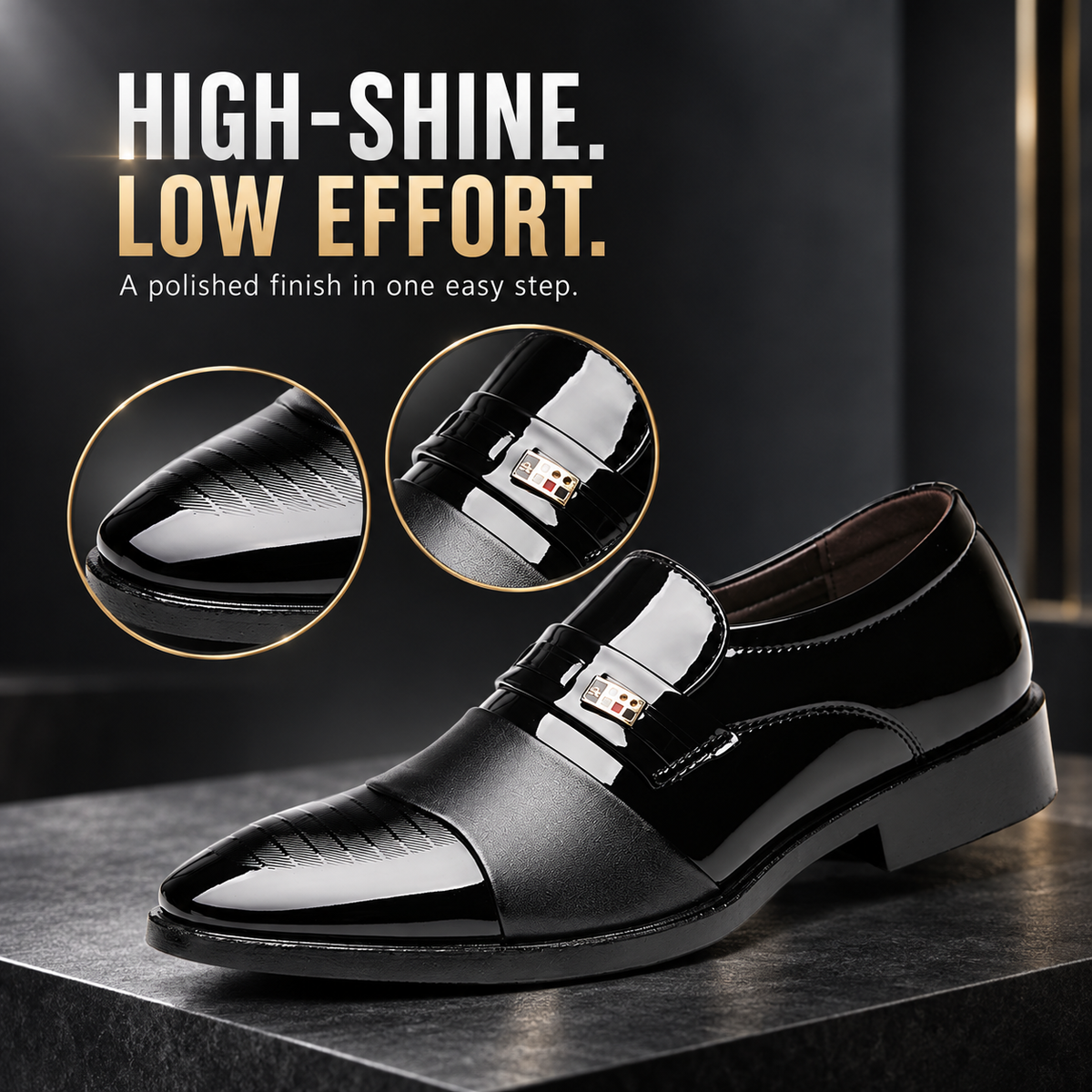 Men’s High-Shine Slip-On Dress Shoes | Black & Espresso Brown