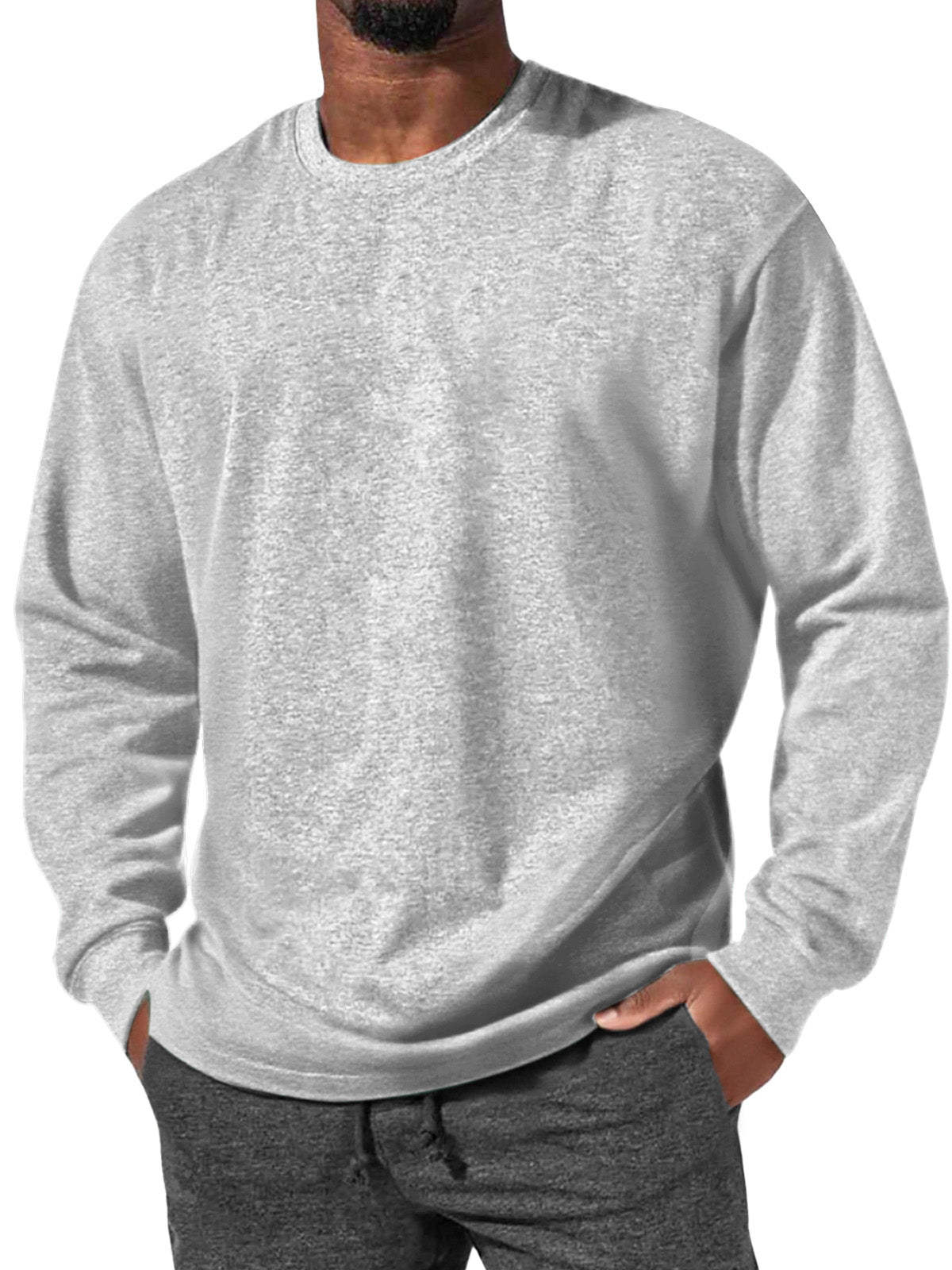 Men's Simple Everyday Comfortable Round Neck Long Sleeve T-shirt