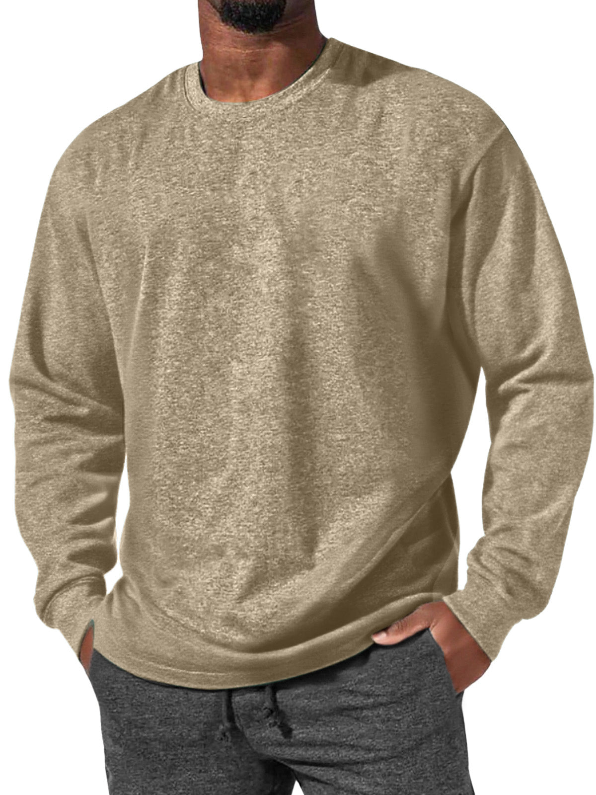 Men's Simple Everyday Comfortable Round Neck Long Sleeve T-shirt