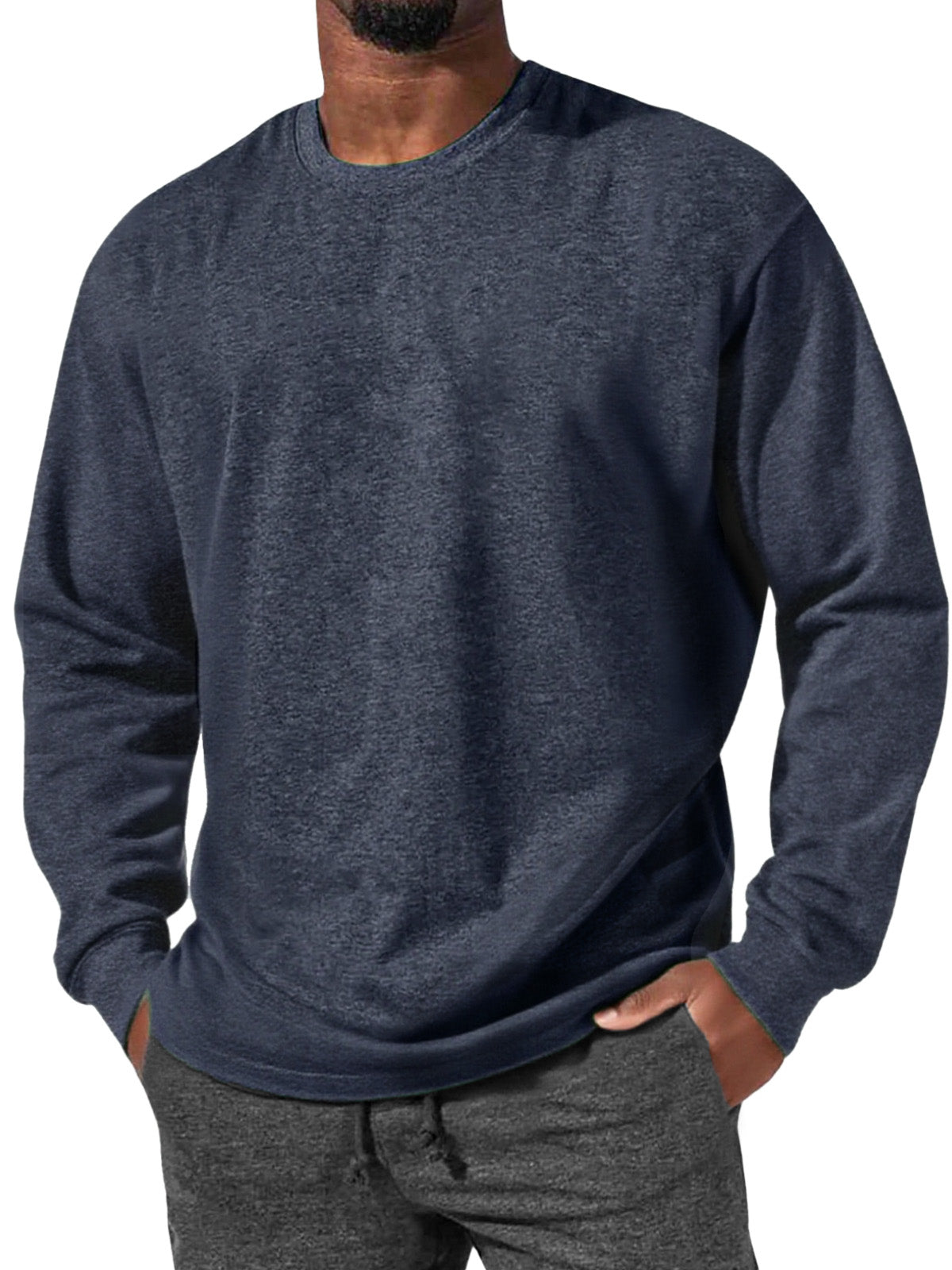 Men's Simple Everyday Comfortable Round Neck Long Sleeve T-shirt