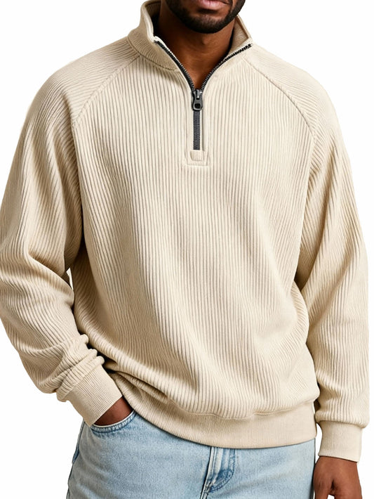 Men's Fashion Casual Raglan Sleeve Stand Collar Long Sleeve Sweatshirt