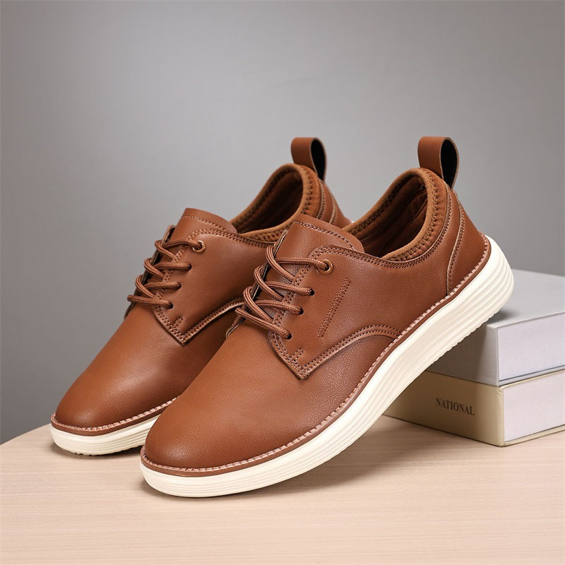 Men’s Comfortable Lace-Up Brogue Sneakers – Genuine Leather, Arch Support, Wide-Toe Fit, Shock-Absorbing Sole for All-Day Comfort