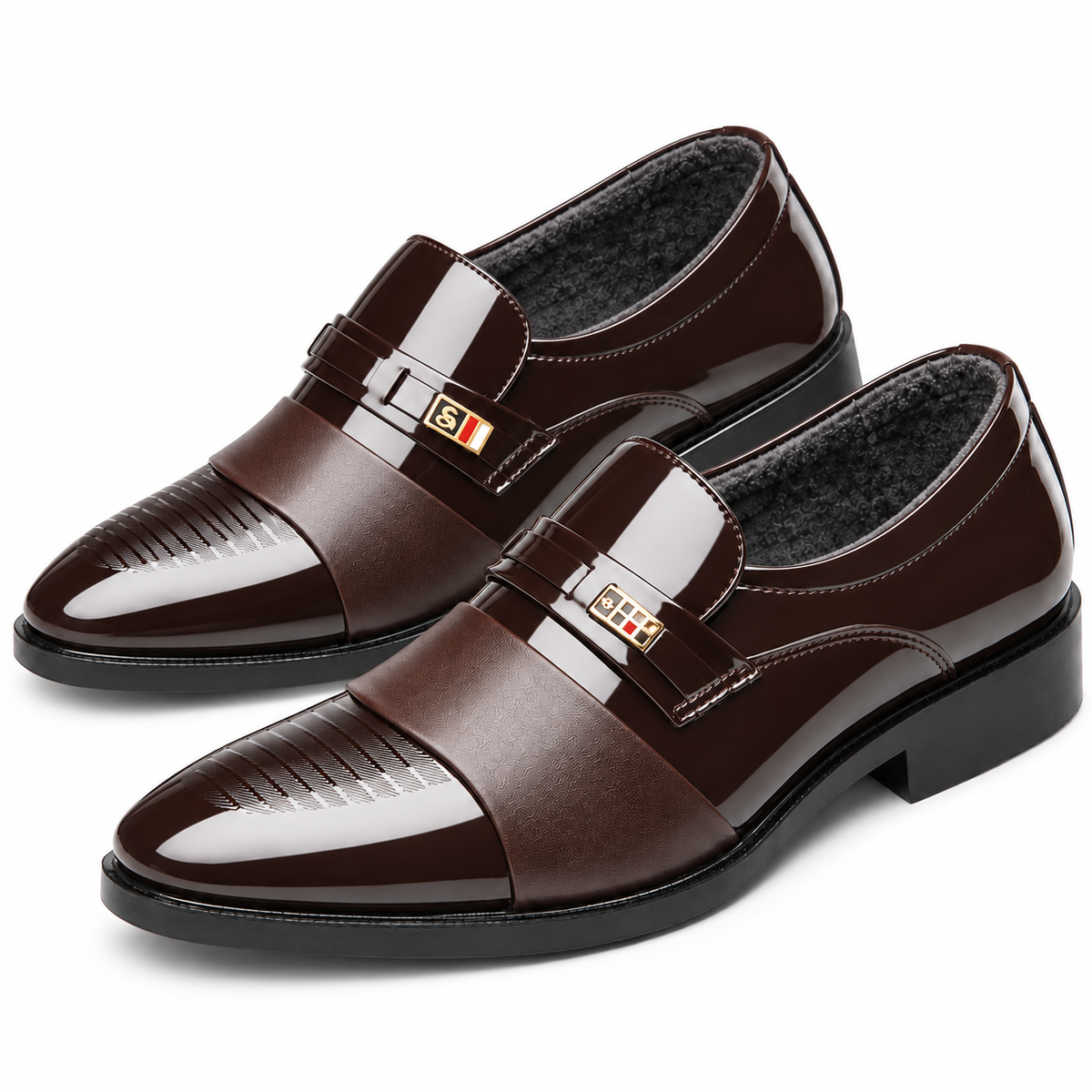Men’s High-Shine Slip-On Dress Shoes | Black & Espresso Brown