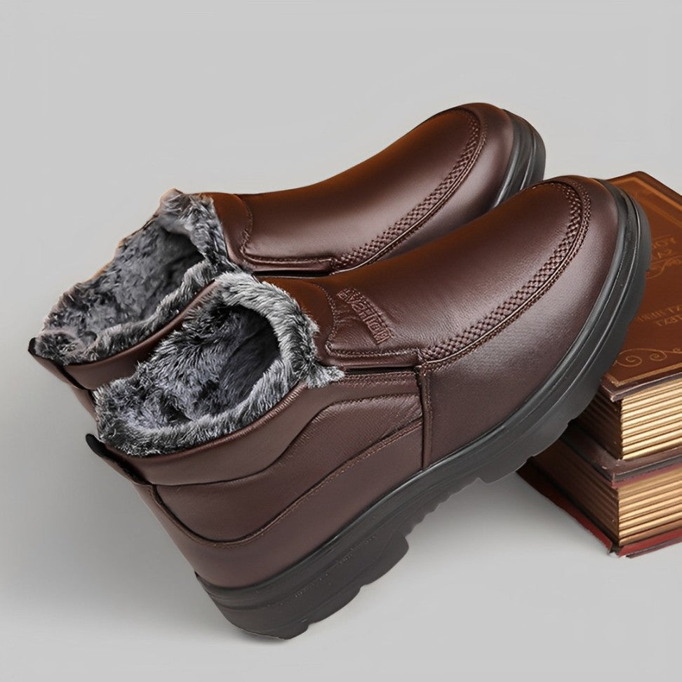 Men Orthopedic Ankle Boots Waterproof Plush Warm Leather Winter