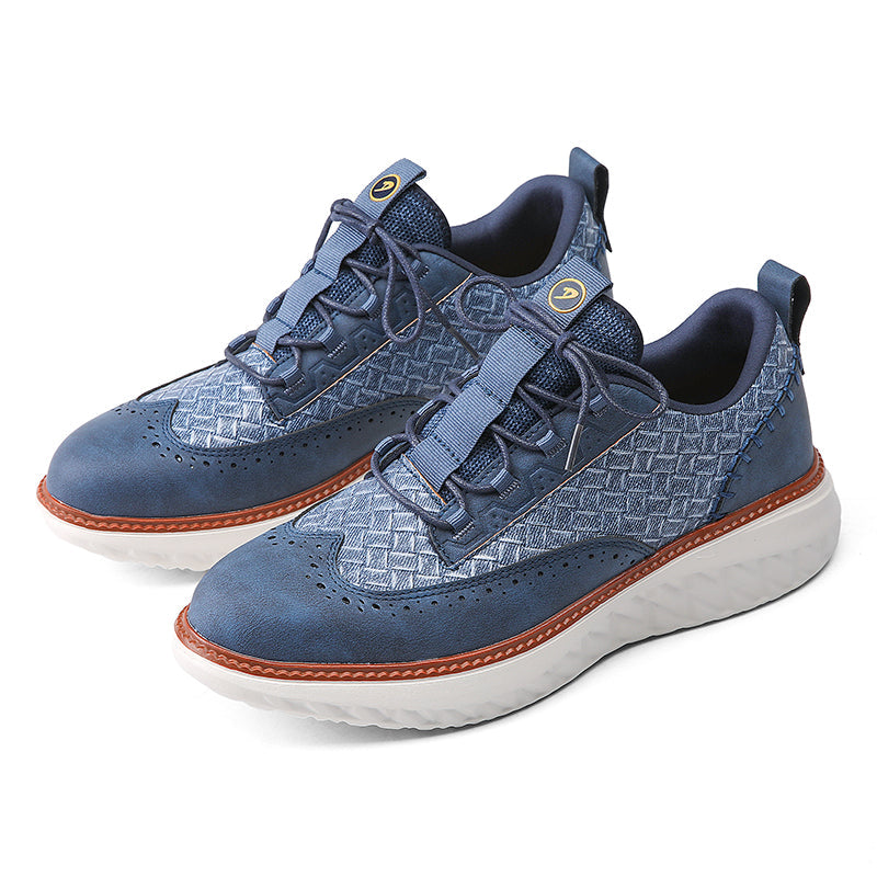 Men’s Comfortable Lace-Up Brogue Sneakers – Ultra-Lightweight & Breathable Woven Upper, Arch Support, Wide-Toe Fit, Shock-Absorbing Sole for All-Day Comfort