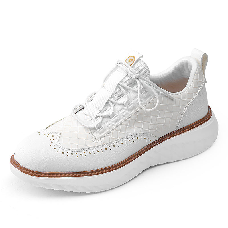 Men’s Comfortable Lace-Up Brogue Sneakers – Ultra-Lightweight & Breathable Woven Upper, Arch Support, Wide-Toe Fit, Shock-Absorbing Sole for All-Day Comfort