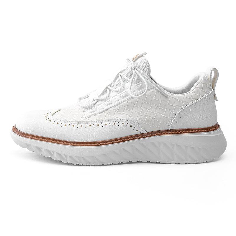Men’s Comfortable Lace-Up Brogue Sneakers – Ultra-Lightweight & Breathable Woven Upper, Arch Support, Wide-Toe Fit, Shock-Absorbing Sole for All-Day Comfort