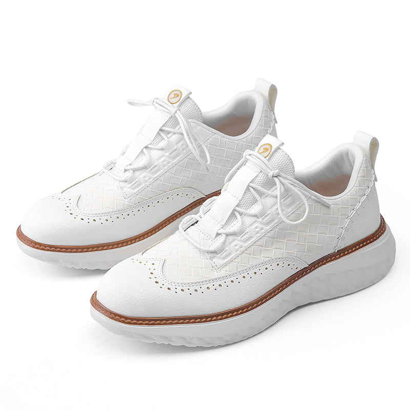 Men’s Comfortable Lace-Up Brogue Sneakers – Ultra-Lightweight & Breathable Woven Upper, Arch Support, Wide-Toe Fit, Shock-Absorbing Sole for All-Day Comfort
