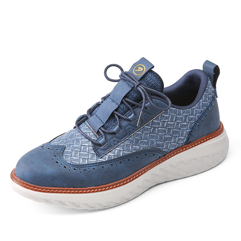 Men’s Comfortable Lace-Up Brogue Sneakers – Ultra-Lightweight & Breathable Woven Upper, Arch Support, Wide-Toe Fit, Shock-Absorbing Sole for All-Day Comfort