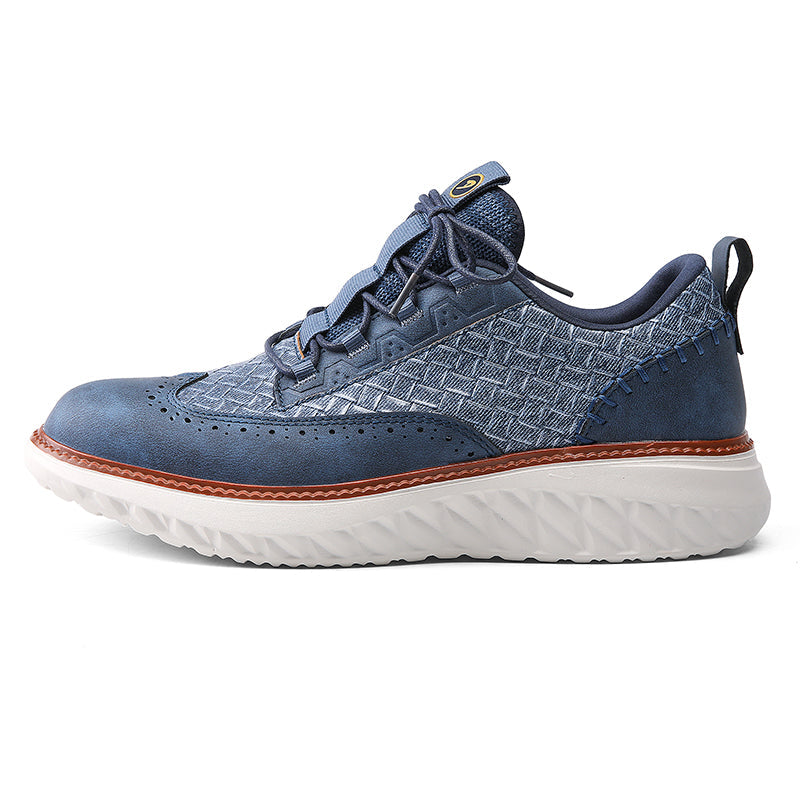 Men’s Comfortable Lace-Up Brogue Sneakers – Ultra-Lightweight & Breathable Woven Upper, Arch Support, Wide-Toe Fit, Shock-Absorbing Sole for All-Day Comfort