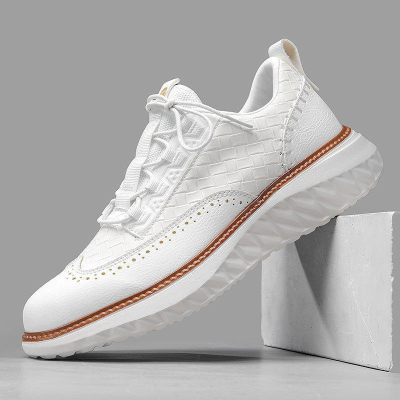 Men’s Comfortable Lace-Up Brogue Sneakers – Ultra-Lightweight & Breathable Woven Upper, Arch Support, Wide-Toe Fit, Shock-Absorbing Sole for All-Day Comfort