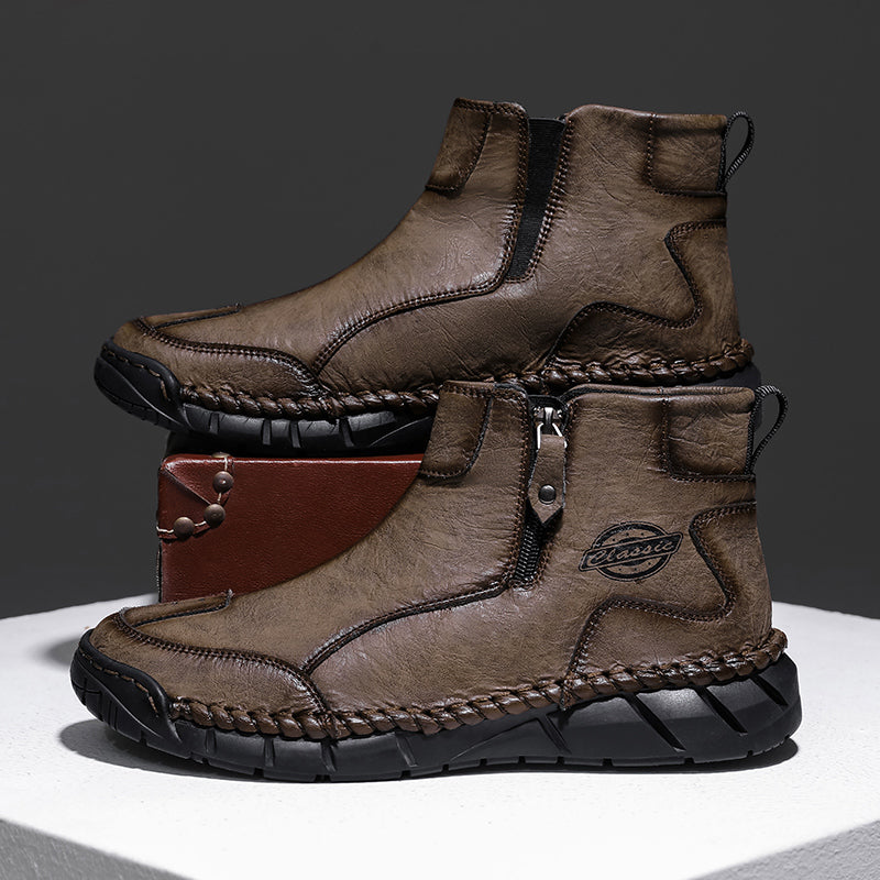 Men's Orthopedic Safety Off-Road Leather Boots - Lightweight ; Round Toe ; Ankle Protection ; Arch Support ; Non-Slip ; Durable for 3 years