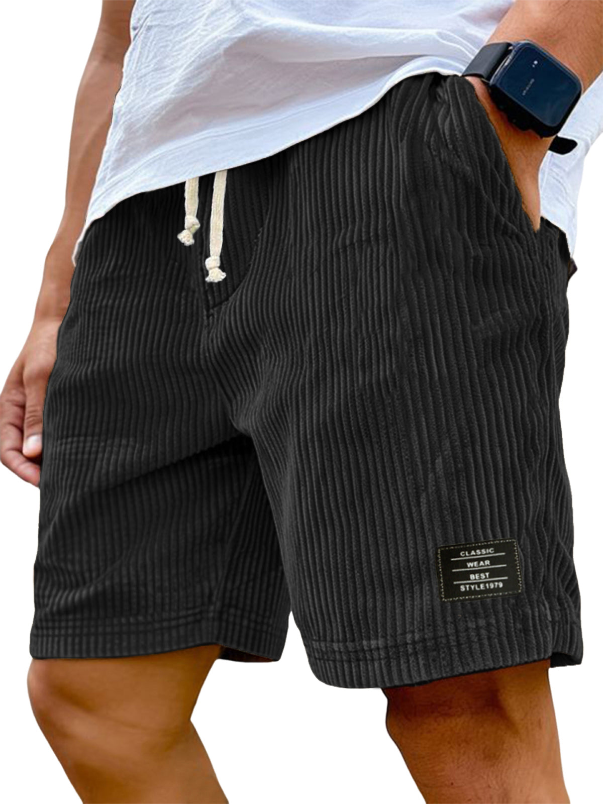 Men's Stylish Ripped Classic Embroidered Label Versatile Casual Shorts