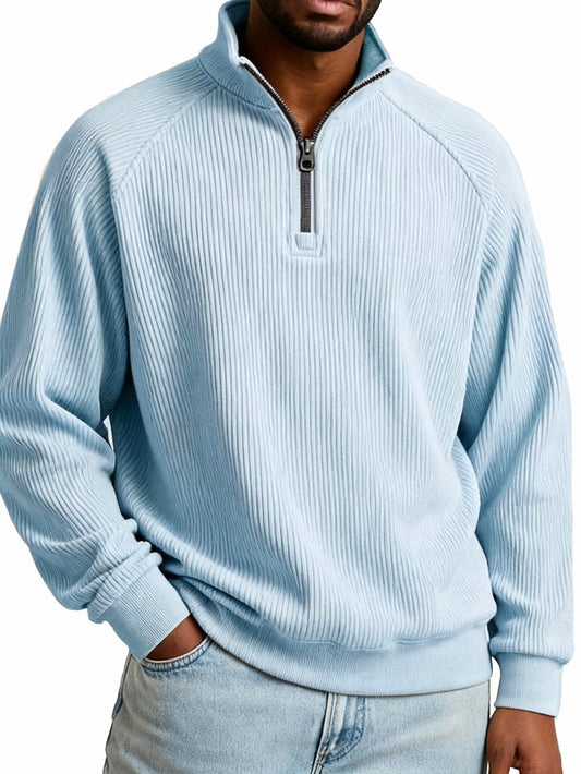 Men's Fashion Casual Raglan Sleeve Stand Collar Long Sleeve Sweatshirt