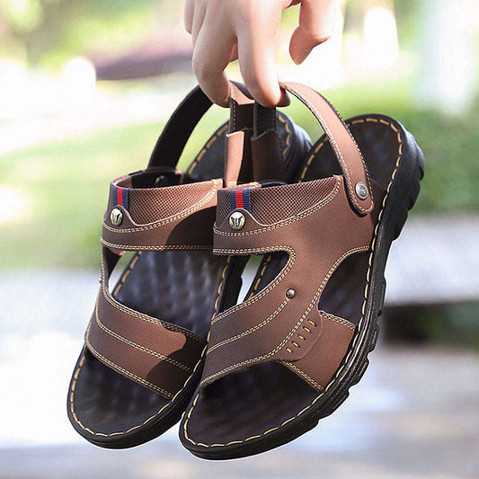 Men's Premium Leather Two-Way Sandals - Orthopedic Walking Shoes