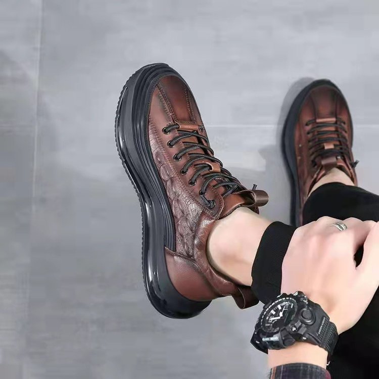 Men’s Casual Cowhide Leather Air Cushion Shoes – Comfortable Everyday Walking Sneakers