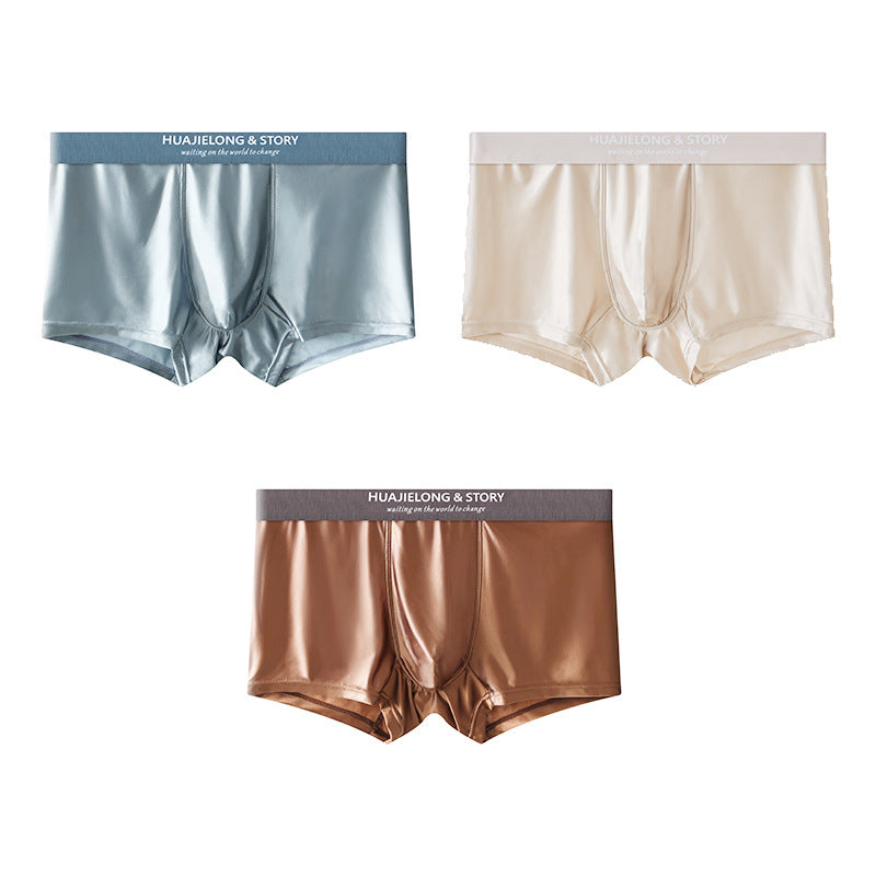 Elegant Silk Men's Ice Silk Underwear Mulberry Silk Antimicrobial Men's Boxer Briefs