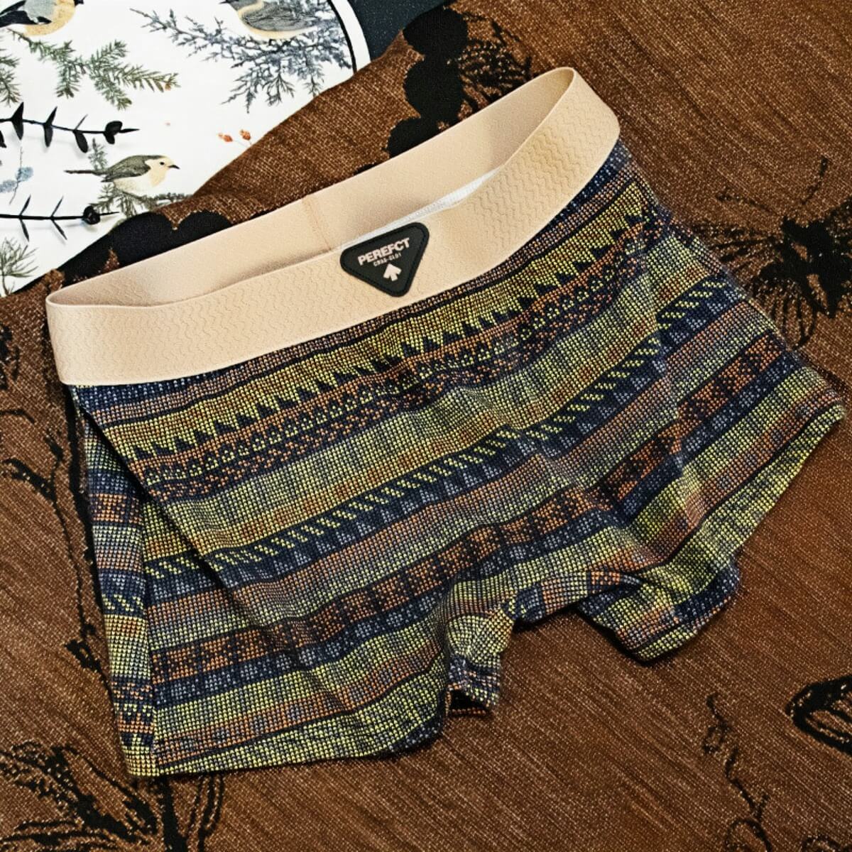 3-Pack Comfortable & Anti-Exposure Cotton Retro Ethnic Style Mid-Rise Boxer Shorts