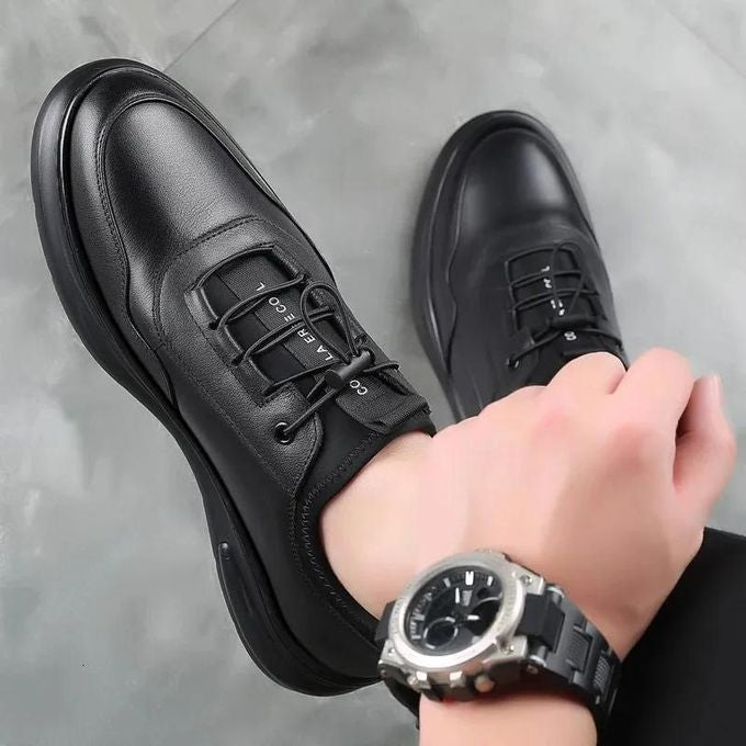 Men’s Leather Dress Sneakers – Breathable Casual Lace-Up Shoes