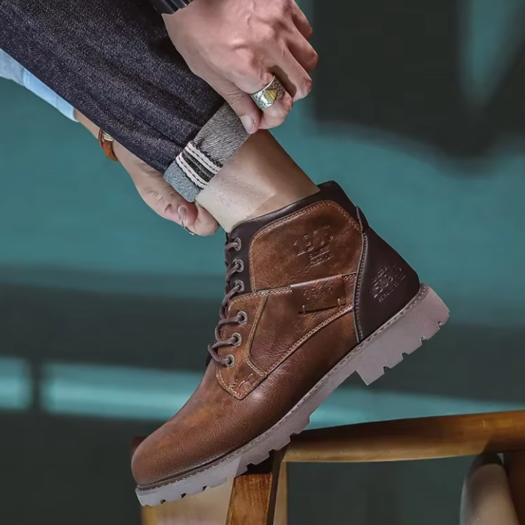 Genuine Leather Men’s Boots Fashion Men’s Casual Leather Shoes British Style Male Boots High Quality Shoes for Men Vintage Boots