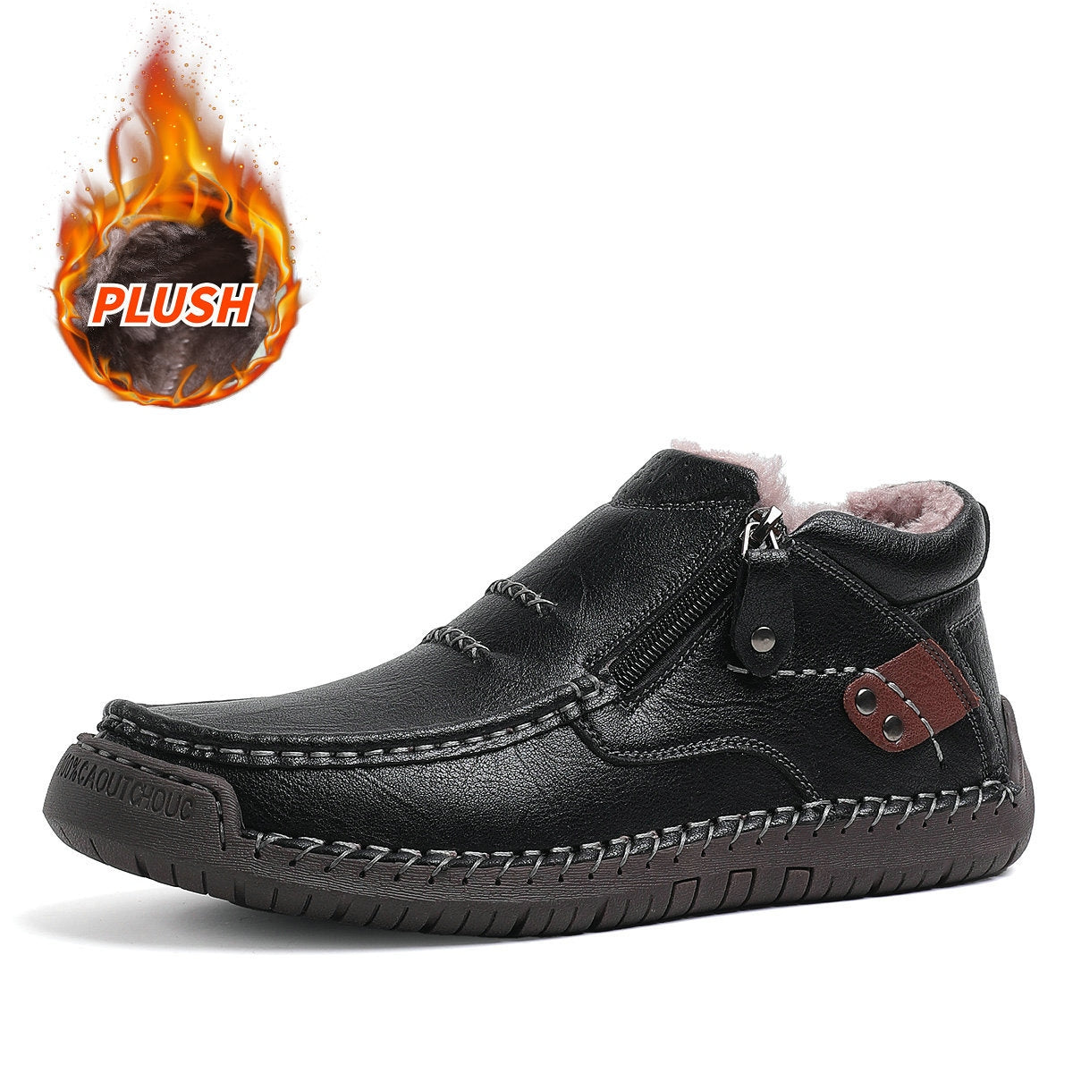 Men's Handmade Leather Boots with Arch Support & Wide Toe Box | Easy Zip Design