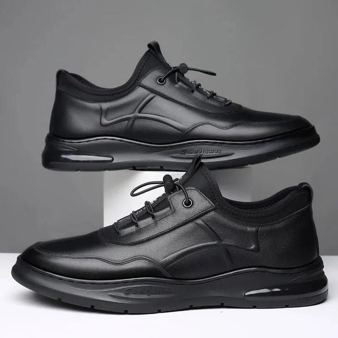 Men’s Leather Dress Sneakers – Breathable Casual Lace-Up Shoes