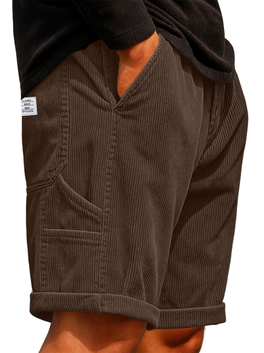 Men's Practical Multi-Pocket Cargo Shorts Corduroy Embroidered Logo Stylish Loose Everyday Shorts