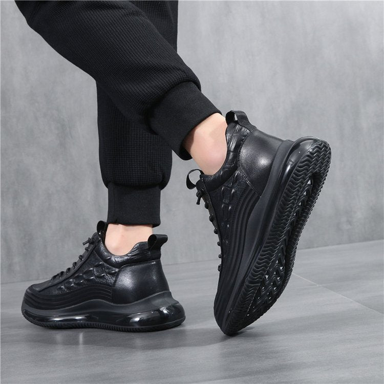 Men’s Casual Cowhide Leather Air Cushion Shoes – Comfortable Everyday Walking Sneakers