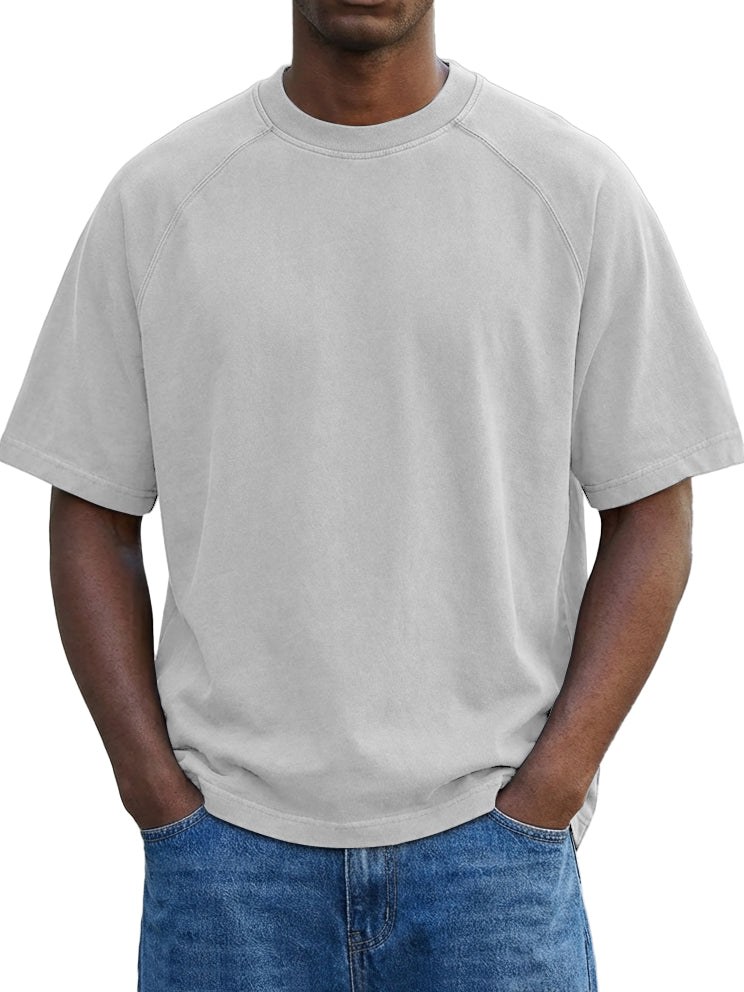 Men's Vintage Washed Raglan Sleeve Crew Neck T-Shirt