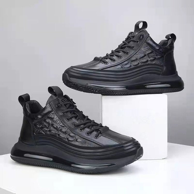 Men’s Casual Cowhide Leather Air Cushion Shoes – Comfortable Everyday Walking Sneakers