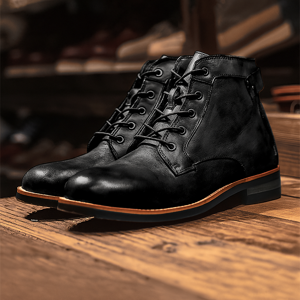 Men's Genuine Leather Waterproof Vintage Casual Polo Boots